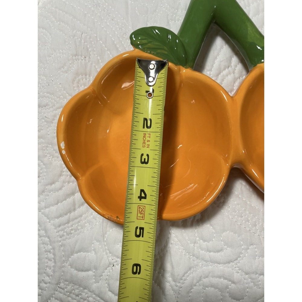 Retro MCM Kitsch Orange Ceramic Divided Dish California Pottery Style Whimsical - Picture 5 of 8